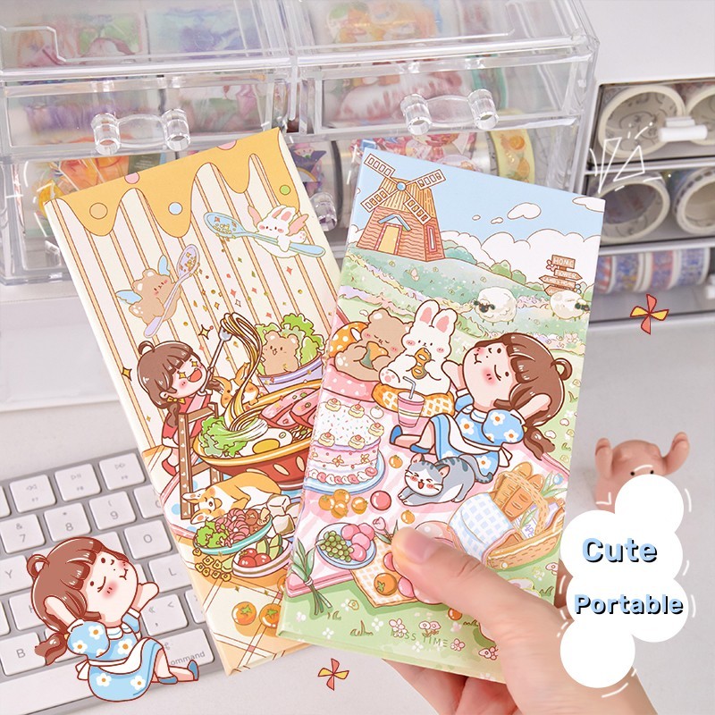 

80Lembar Notebook Weeks agenda diary Buku catatan motif kartun lucu untuk pelajar sekolah Buku tulis harian Week plan DIY Scrapbook jurnal handbook