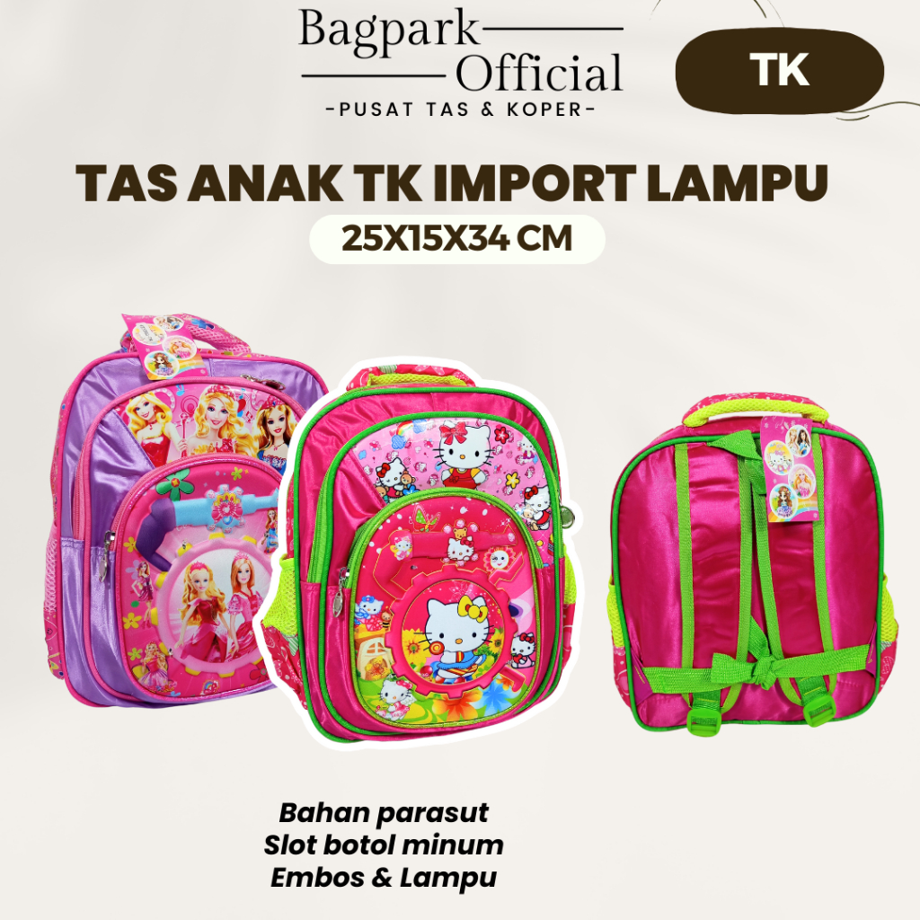 Tas Anak Sekolah Perempuan PG - TK IMPORT Tas Anak Alto Gambar Karakter Hello Kity Frozen Unicorn Ta
