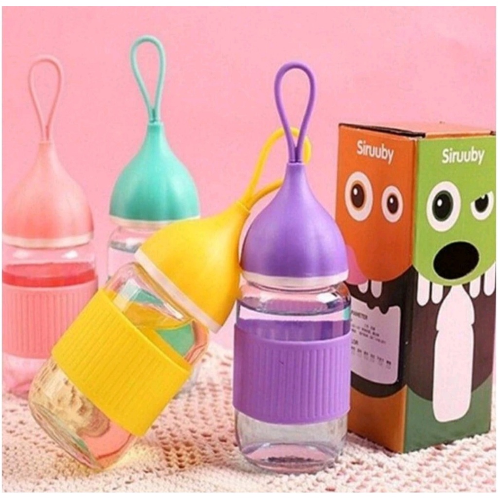 Botol Air Minum Kaca Siruuby Botol Minum Kaca Tali /Botol Minum Karet