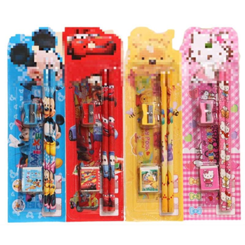 

[ OL ] STATIONERY SET 5 IN 1 ALAT TULIS ANAK SEKOLAH PENGHAPUS, PENGGARIS, PENSIL, SERUTAN KARAKTER LUCU IMPORT
