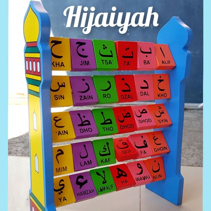 Mainan Kayu Hijaiyah,Peraga Hijaiyah,Huruf Hijaiyah,Menara Hijaiyah,Hijaiyah,Menara Abjad,Menara Ang