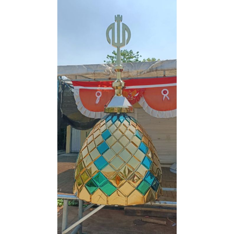 Kubah masjid model panel stainless mirror gold
