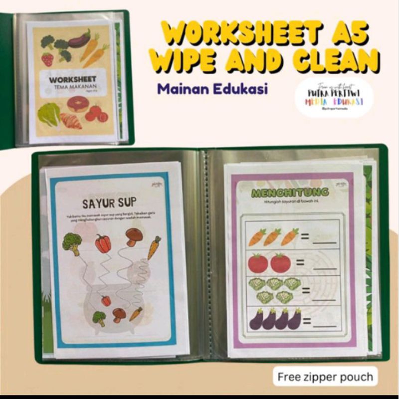 

Buku aktivitas anak Worksheet A5 wipe and clean isi 40 halaman full color ukuran A5 (kode B2)