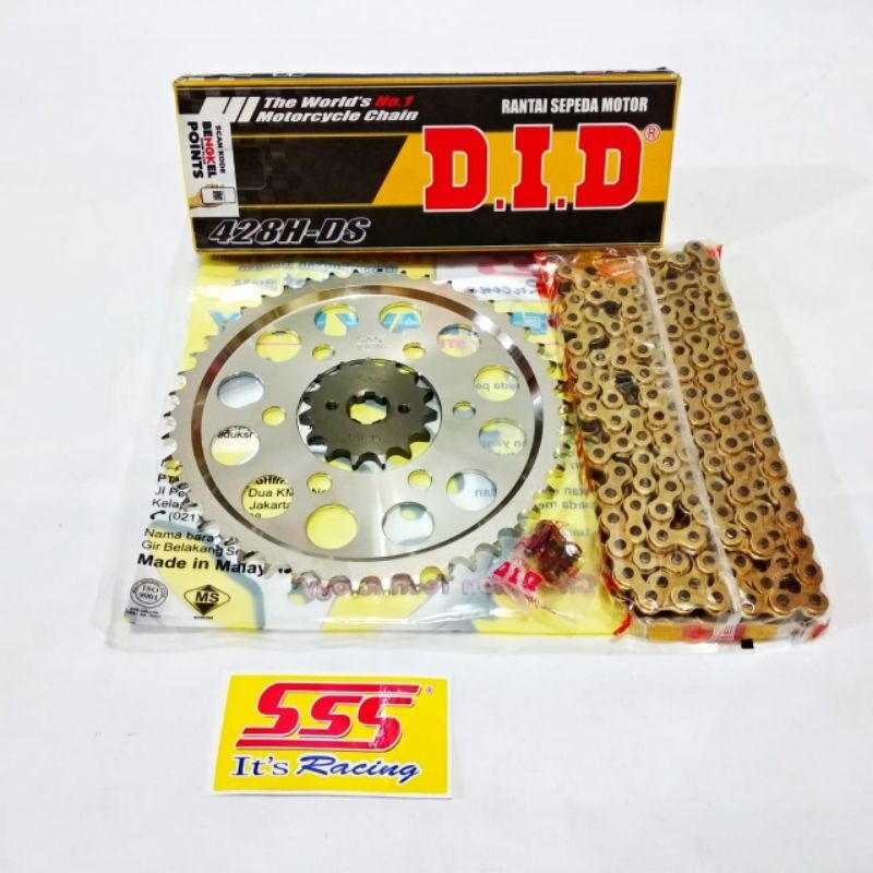 Gear Set SSS CB150X CBR150 K45R K45N ( BAUT 6 ) dan Rantai DID HDS Gold 130 L