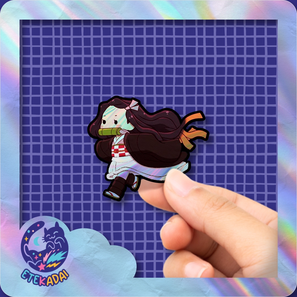 

Stiker Hologram Anime Demon Slayer Nezuko Run