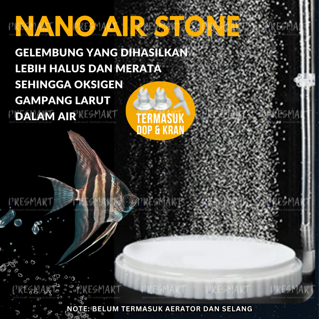 Batu Aerator Gelembung Udara Halus Nano Air Stone Pipih Bulat Aquarium Airstone Micro Aerasi Oksigen