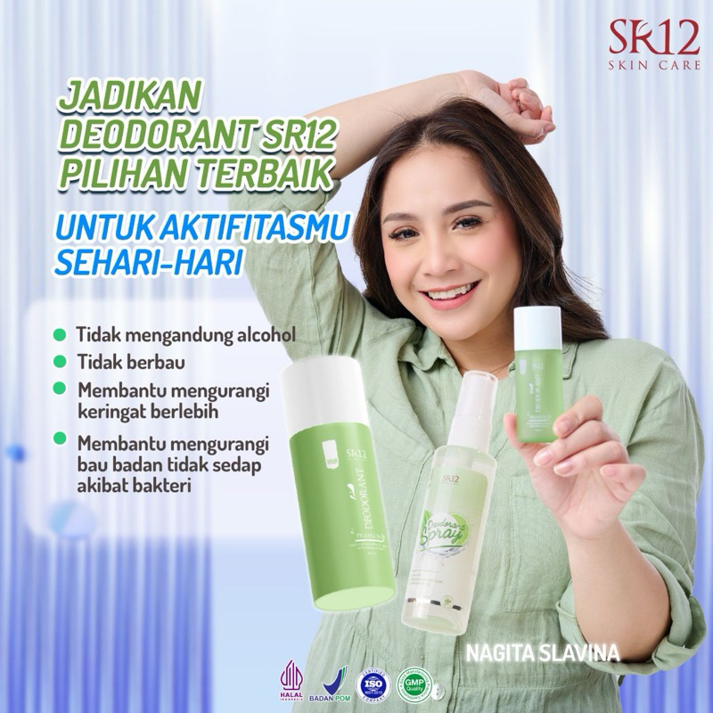 DEODORANT SPRAY SR12 / HILANGKAN BAU BADAN / BPOM / PENCERAH KETIAK / OBAT BAU BADAN AMPUH TERBAIK U