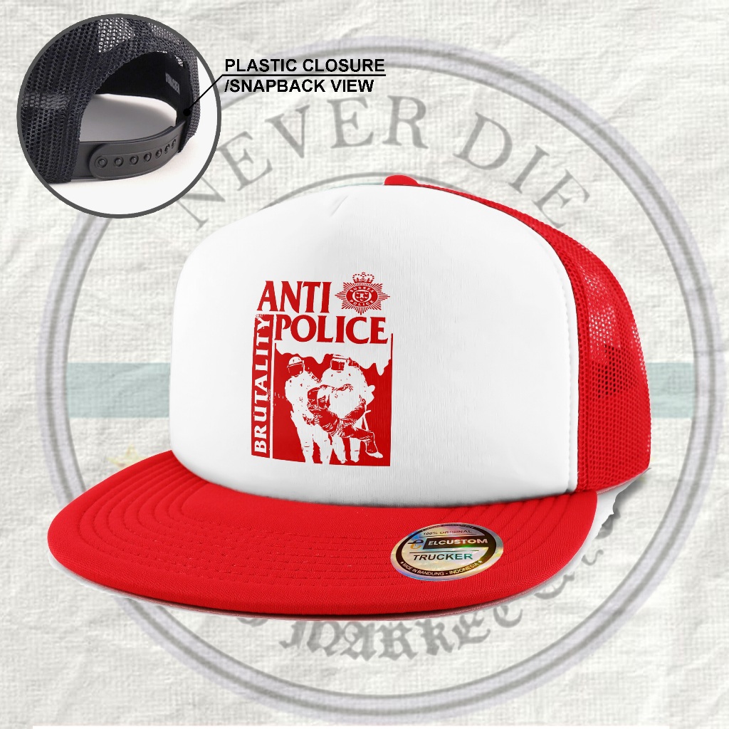ANTI-POLICE SNAPBACK METAL/TRUCKER BAND/TRUCKER DISTRO/TRUCKER HARDCORE/TOPI JARING PRIA/TOPI JARING