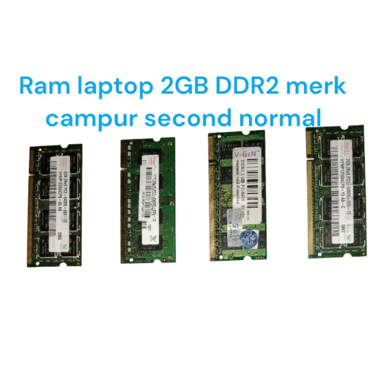 Ram laptop second normal Kapasitas 2GB DDR2 merk campur