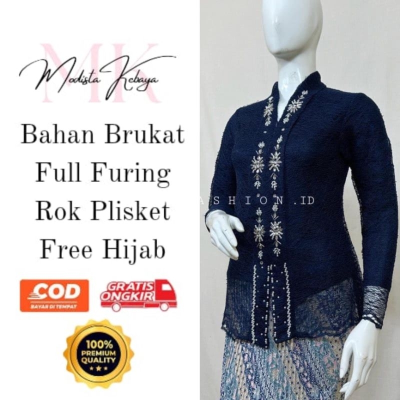 Free Hijab Set Kebaya Floy Brukat Payet Modern Pendek Kebaya Wisuda Perpisahan Wisuda Kebaya Seragam