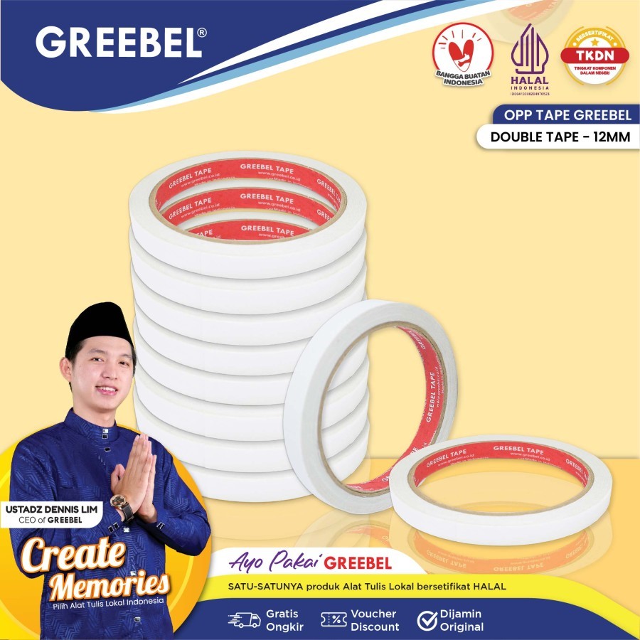 

GREEBEL OPP DOUBLE TAPE /non toxic/Lem perekat/Tape transparant kuat