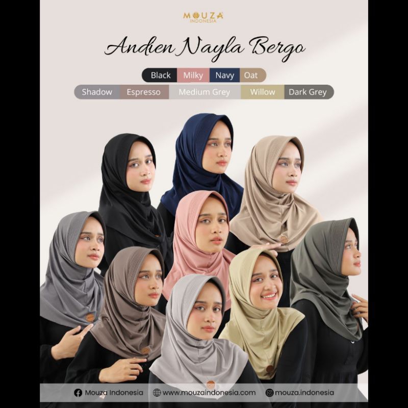 Bergo Andien Nayla Mouza - Hijab Instan Pet Busa Jersey Premium Nyaman Sehari-hari