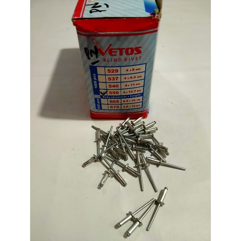 Paku Rivet 4mm X 12,7mm 550 Blind Rivet /Paku Tembak