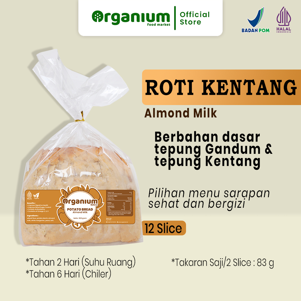 Organium Roti Tawar , Roti Kentang , Potato Bread - 500g