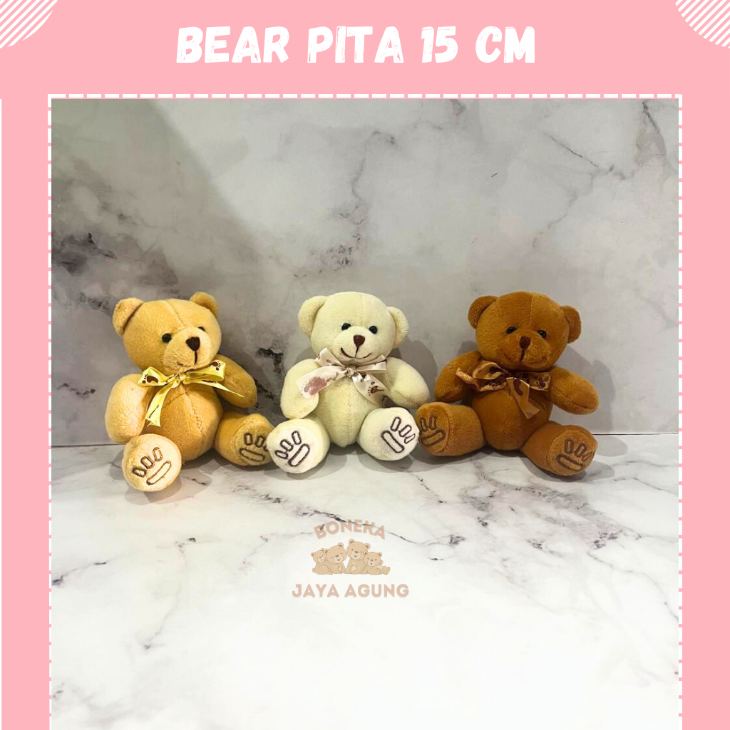 Boneka Teddy Bear Pita Telapak 15 Cm Kecil Beruang Mini Untuk Buket Wisuda
