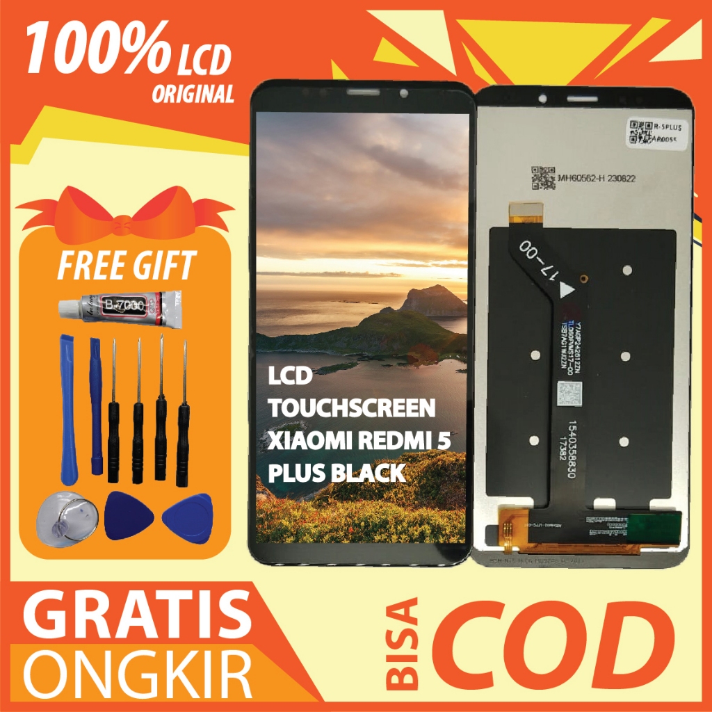 【ORIGINAL 100%】LCD TOUCHSCREEN XIAOMI REDMI 5 PLUS BLACK FULLSET TOUCHSCREEN / ORIGINAL100%