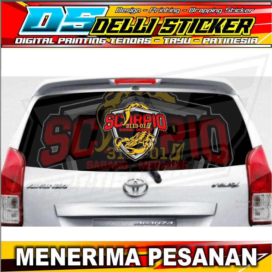 Stiker Blok Kaca Belakang Mobil Avanza G 2014 - Scorpio - One Way Tembus Pandang