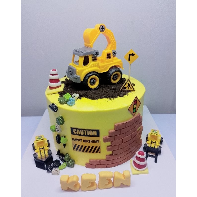 

Kue Ulang tahun / Tart cake kontruksi, alat berat, truk Mobil Exapator