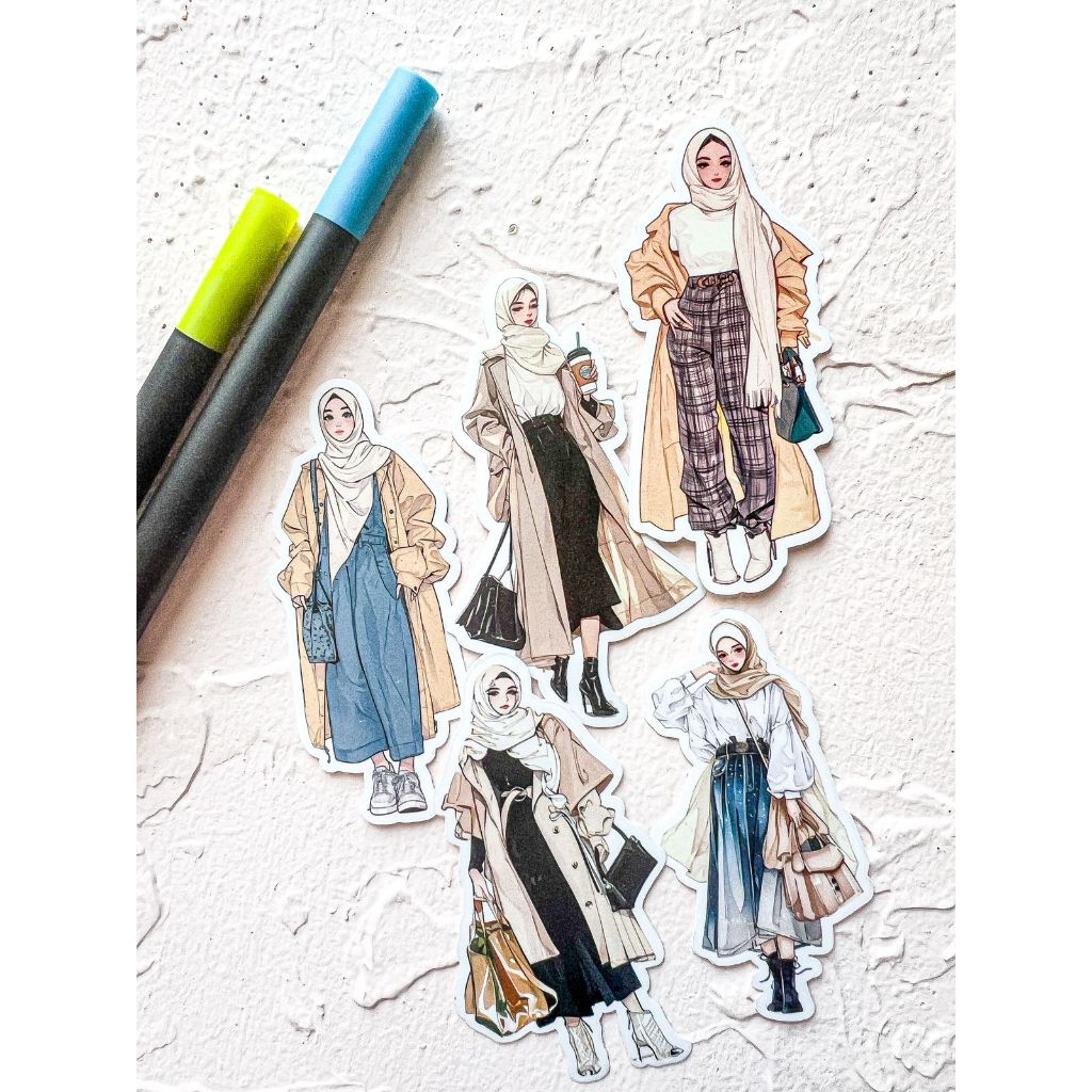 

[Gongjin] 24pcs Sticker Hijab Series Papermint Stiker Muslimah Bujo Journaling Jilbab