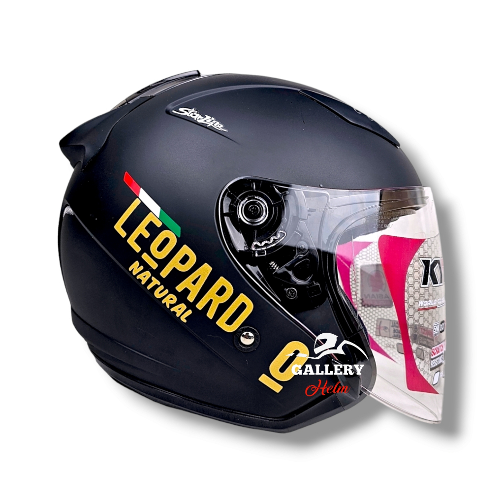 KYT GALAXY FLAT R HITAM DOFF LEOPARD / HELM KYT HALF FACE