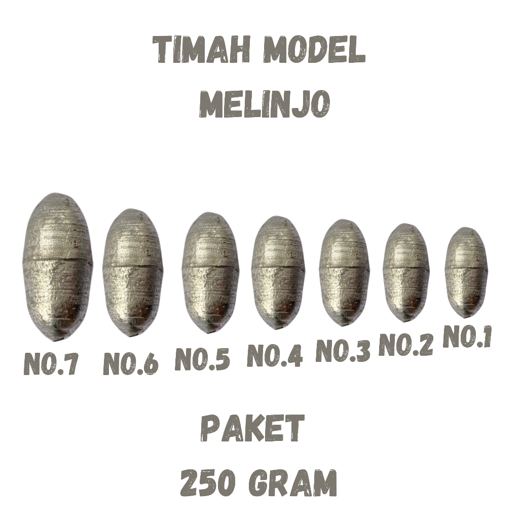 Timah Pemberat Pancing Model MELINJO | Paket 250 Gram Timah Pemberat Pancing Model Melinjo