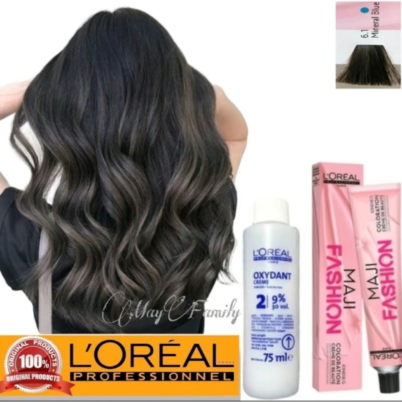 Cat rambut loreal majifhasion cc6.1 mineral blue dark ash brown pewarna rambut