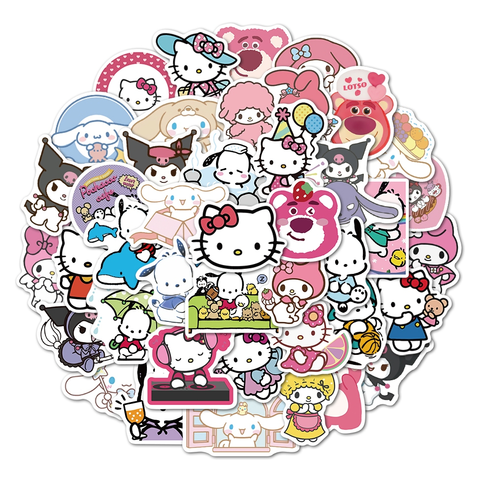 

[250 pcs]Stiker Aesthetic Sanrio Cute Stiker Lucu Pack Decal Vinyl Stiker Anti Air - Sticker Buku Stiker Gitar Journal Koper Stiker Casing HP Stiker Laptop Stiker Skateboard Helm Motor