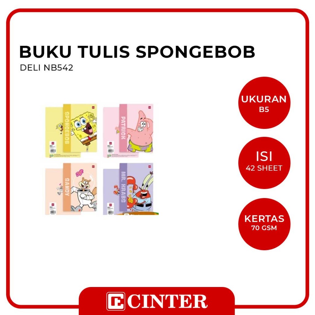 

DELI - BUKU TULIS SEKOLAH BOXY / CAMPUS B5 NB542 ISI 42 LEMBAR SPONGEBOB