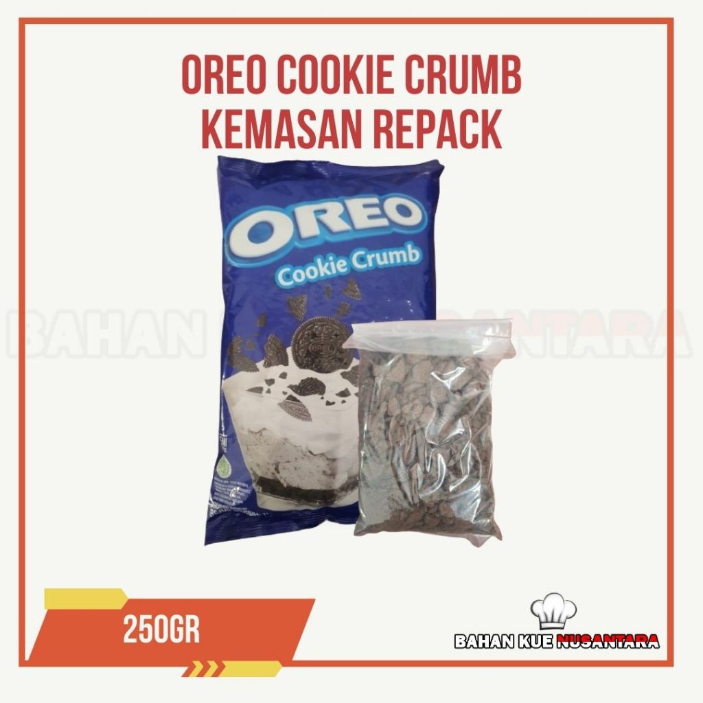 

OREO COOKIE CRUMB REMAH REPACK 250GR BAHAN KUE BAKING ROTI COOKIES