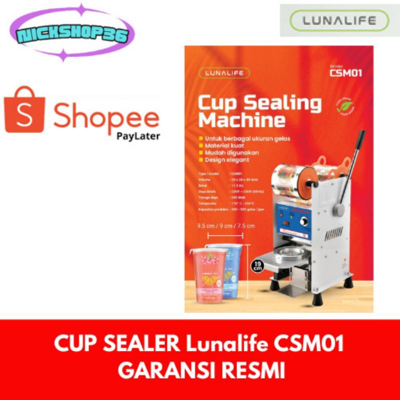 MESIN Cup Sealer Press Machine Lunalife CSM01 Glass Sealing Machine CSM-01/ Mesin Penutup Minuman ES