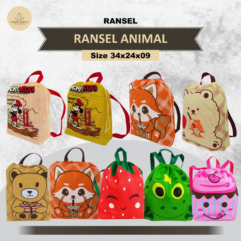 Tas Sovenir Ulang Tahun Anak Tas Ransel Serut  Goodie Bag Ulang Tahun Anak Ransel 34x24x9