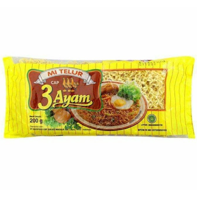 

Mie Telur Cap 3 Ayam 200gr