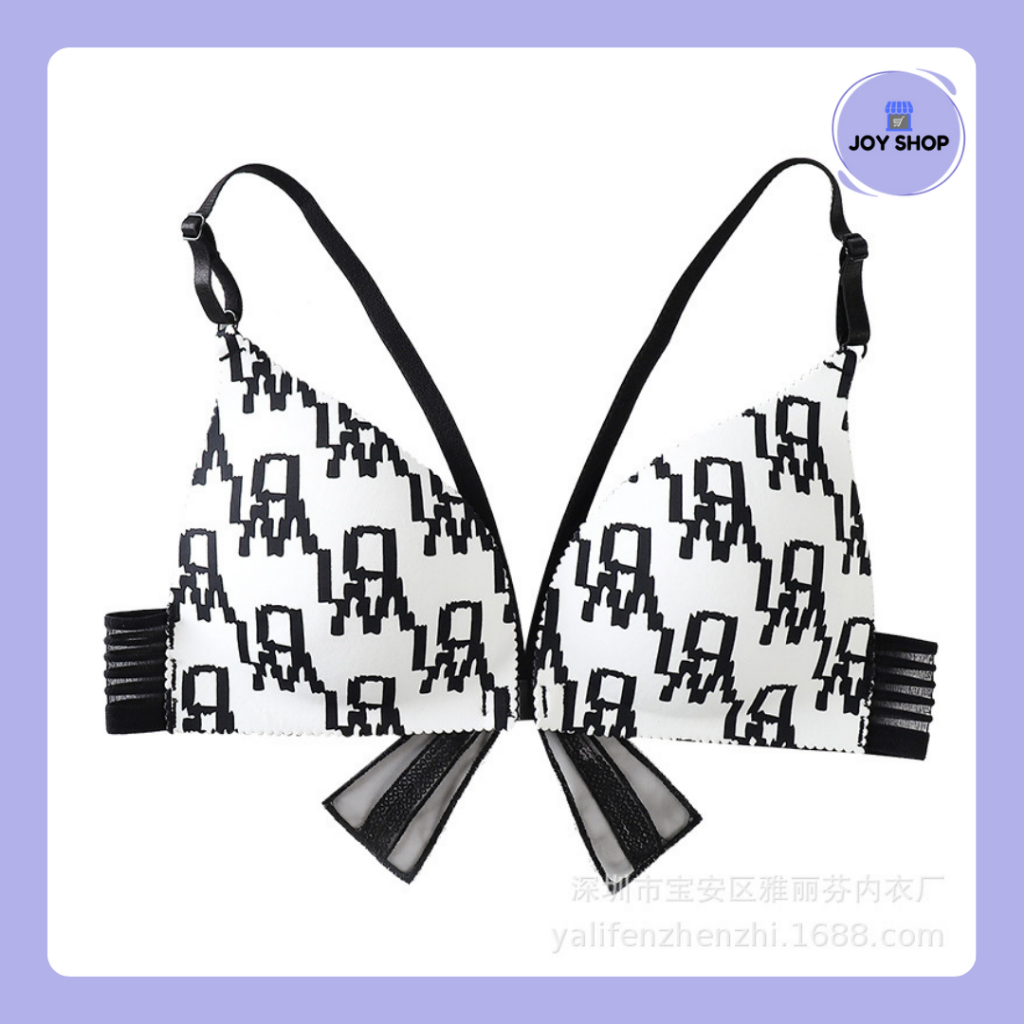 JOYSHOP Bra Kancing Depan Dengan Simpul Sexy Pita Kupu Kupu DI Belakang Motif Lucu BR841