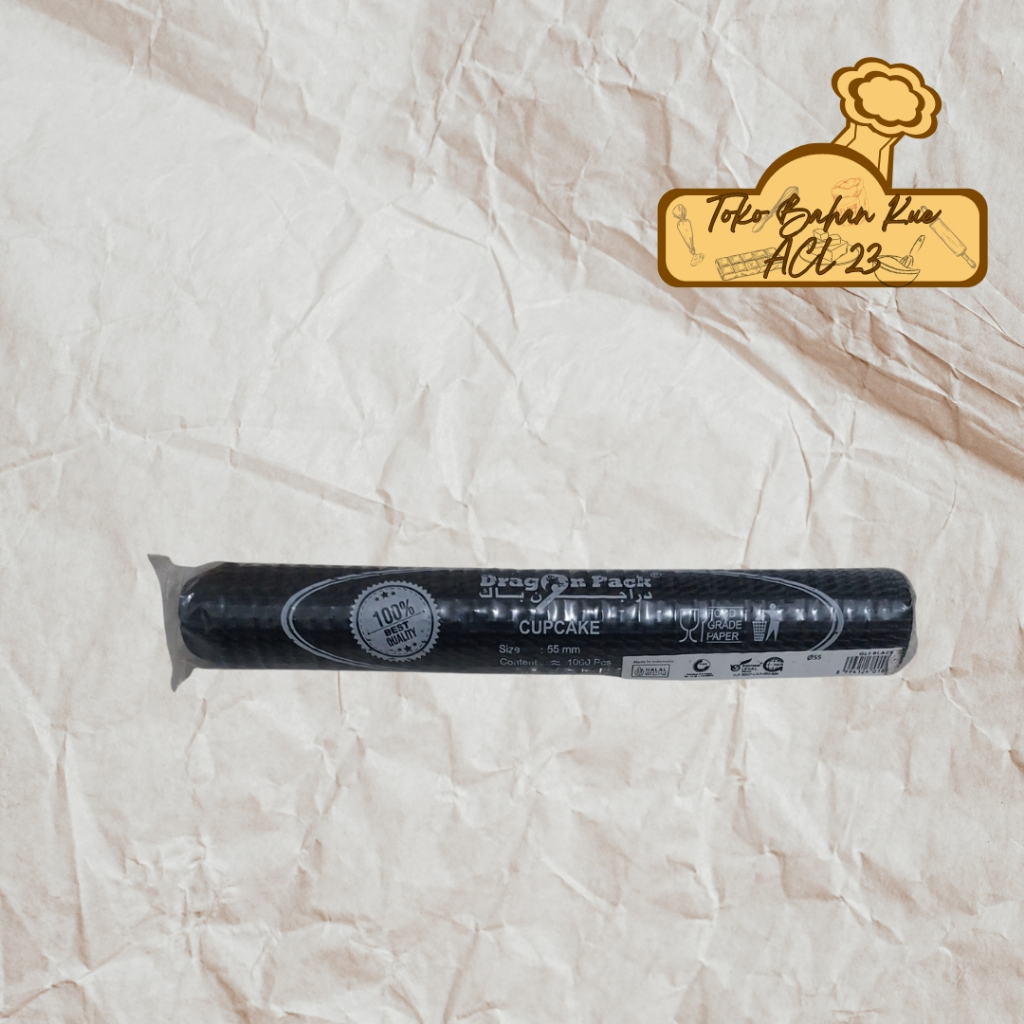 Cup Kertas Hitam Kilat/Paper Cup Hitam Glassine/Cup Kertas Nastar/Kertas Kue Nastar 5.5cm DragonPack