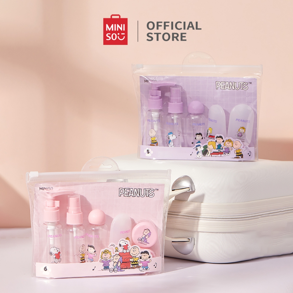 Miniso x Snoopy Collection Botol Perjalanan Botol Pengeluaran Kosmetik Set Perjalanan Mudah Dibawa T