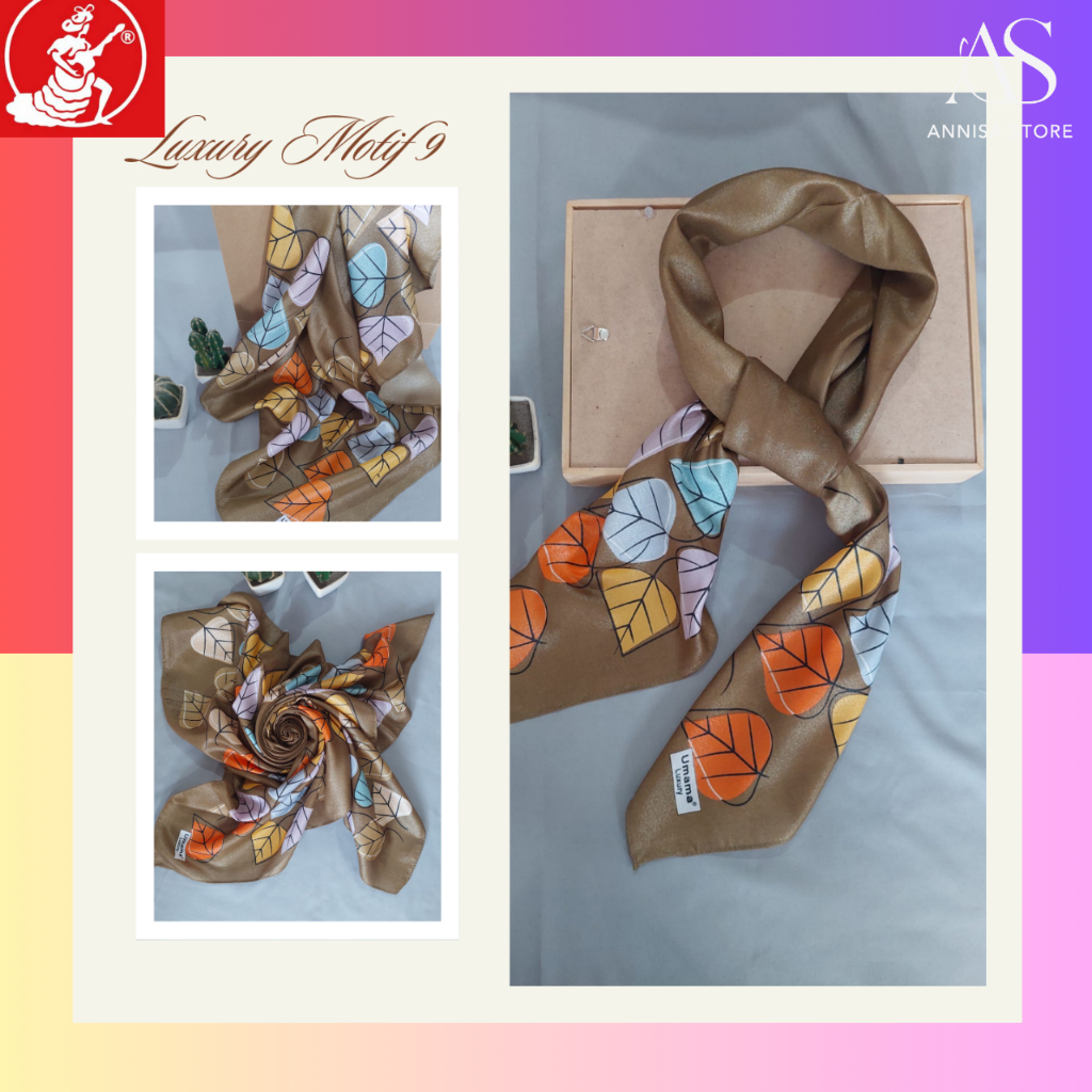 UMAMA LUXURY PRINTING SCARF MOTIF 9 UKURAN 110X110 CM FOR WOMEN / JILBAB SEGI EMPAT MOTIF  DAILY WEA