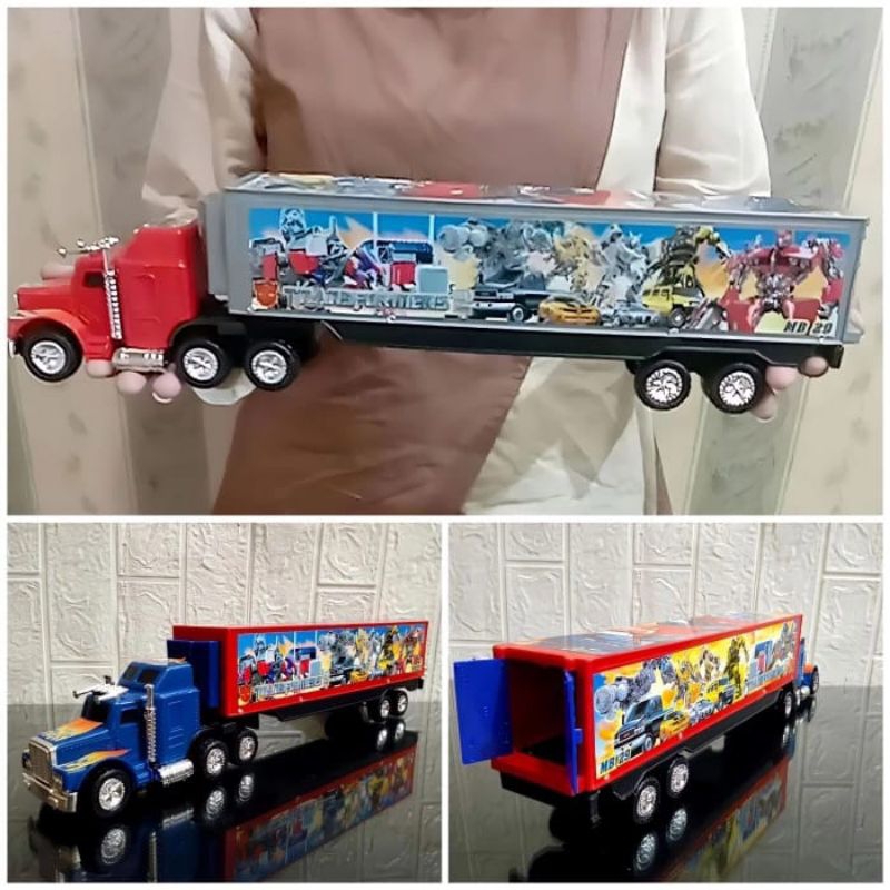 Mainan Truk Kontainer Transformer Panjang Murah Jalan Dorong - Mobil Mobilan Truck Container Transfo
