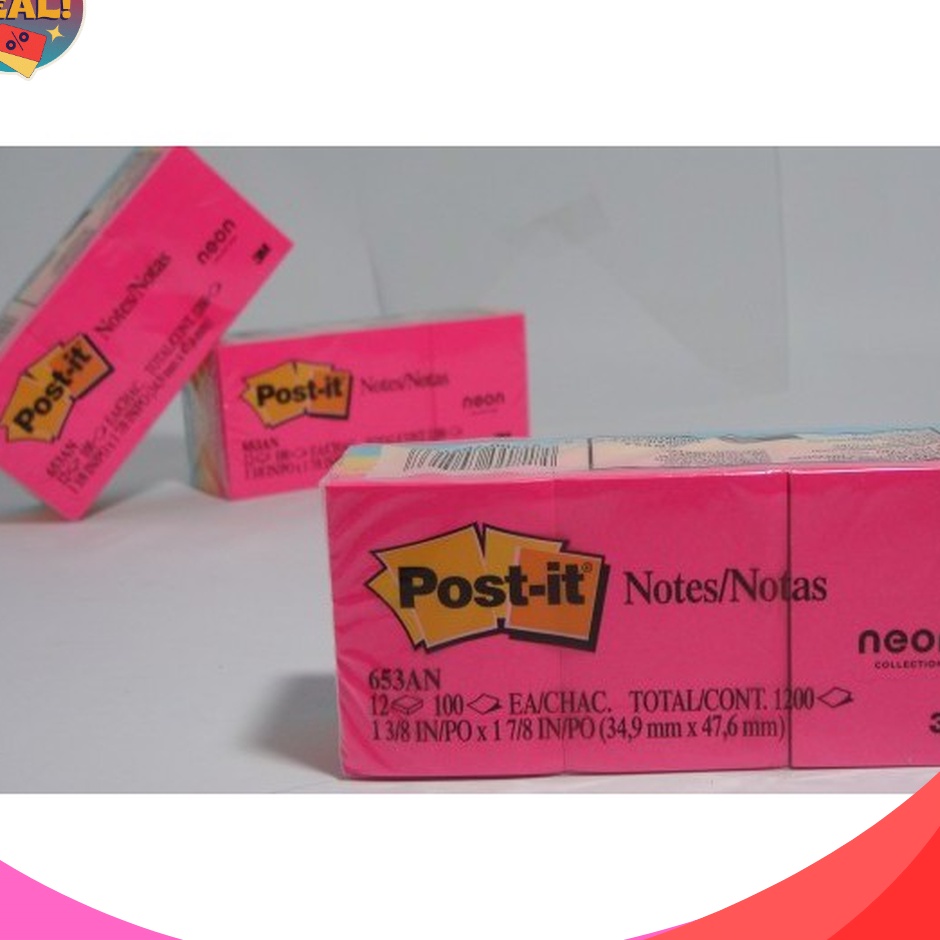 

DISKON LUAR BIASA POST IT 653 AN STICK NOTES NEON 15 X 2 12 PADS