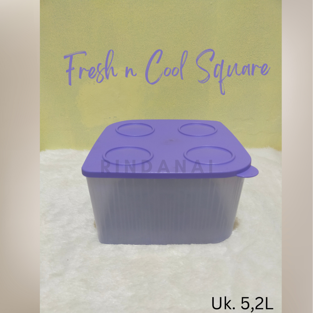 Fresh n Cool Square Ungu/Wadah makanan/tempat makanan mewah Tupperware ori