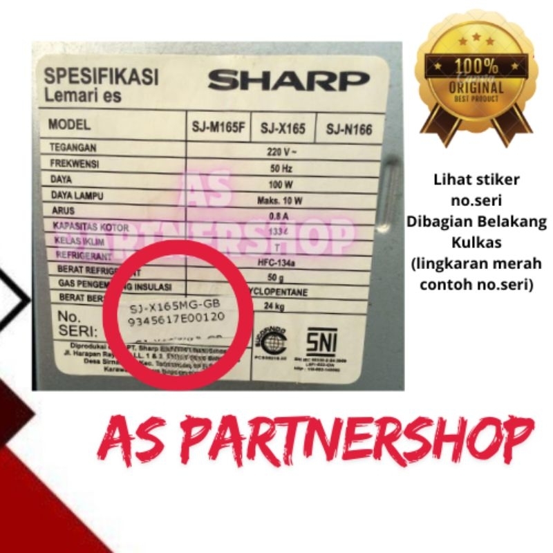 Karet Magnet Kulkas Freezer Es Batu Sharp 1Pintu Fj-M195,Fj-M198 Original 100%