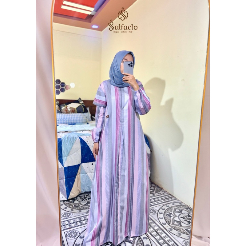 Gamis SALFACLO salur pink biru by salwalaathifa  Bahan katun premium LIMITED EDITION