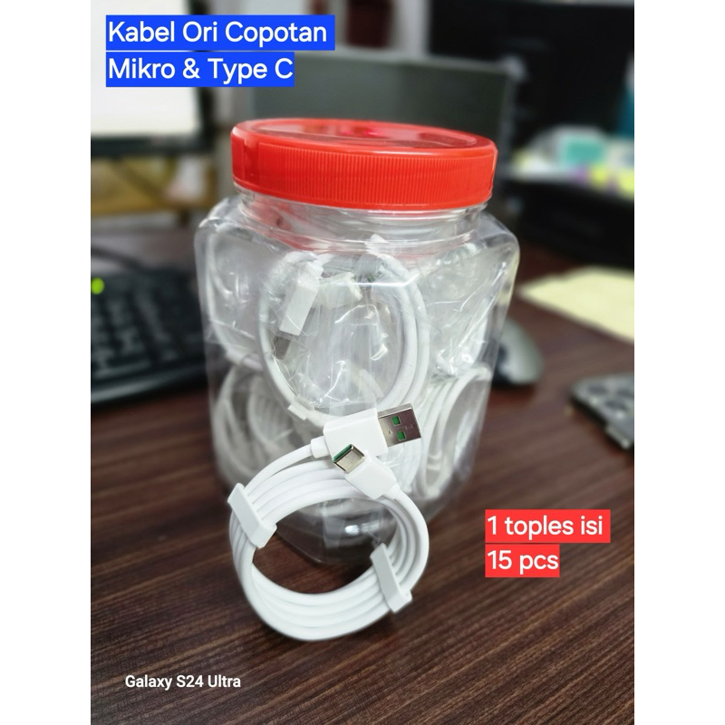 Kabel Data Ori Copotan 1 toples isi 15 pcs Support Fast charge Supervooc Mikro & Type C