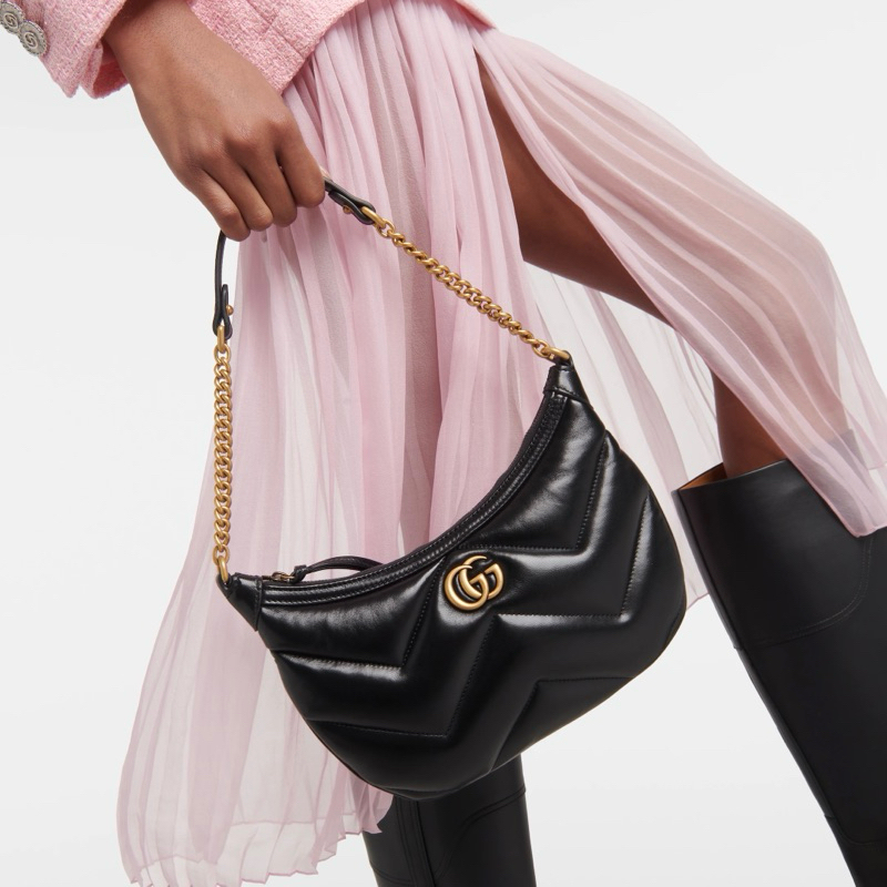 Original Gucci GG Marmont Small Hobo Chain Shoulder Bag