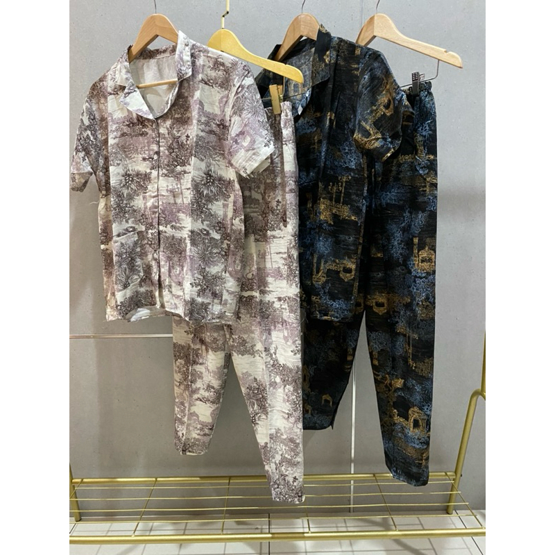 Baju Tidur cantik lengan pendek dan celana panjang