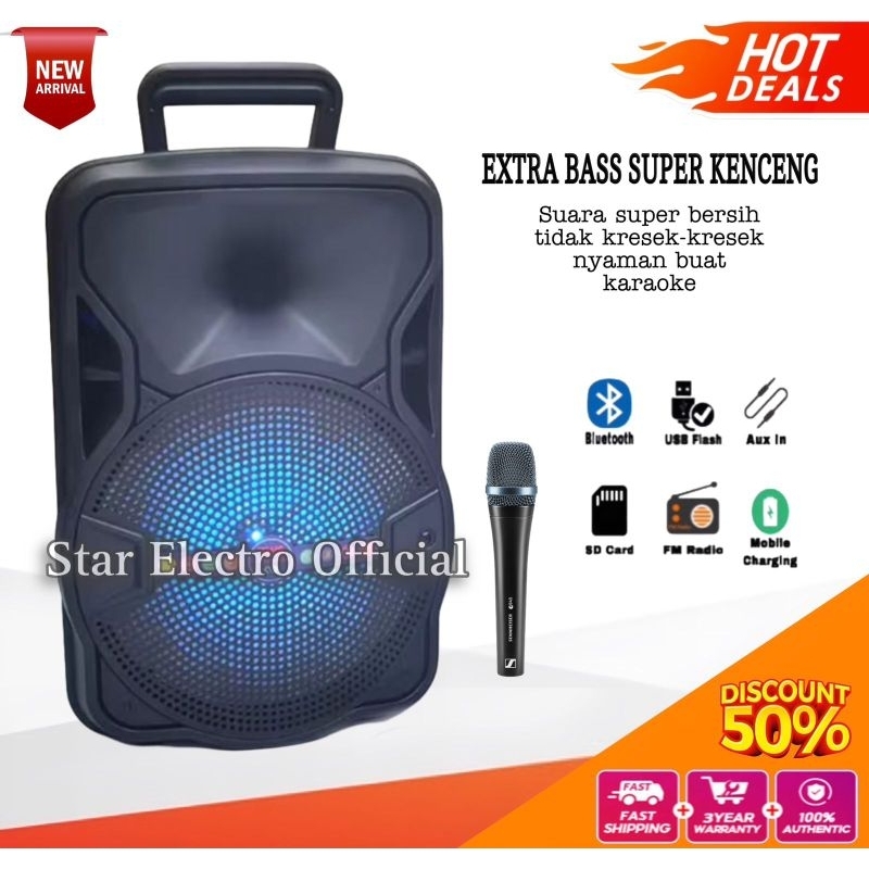 Speaker Bluetooth Karaoke Super Bass Ukuran Besar Salon Aktif Lespeker Blutut