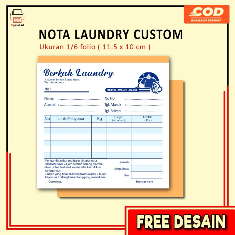 

Nota laundry ukuran 1/6 folio 2 rangkap | nota loundry | usaha laundry | ready stock