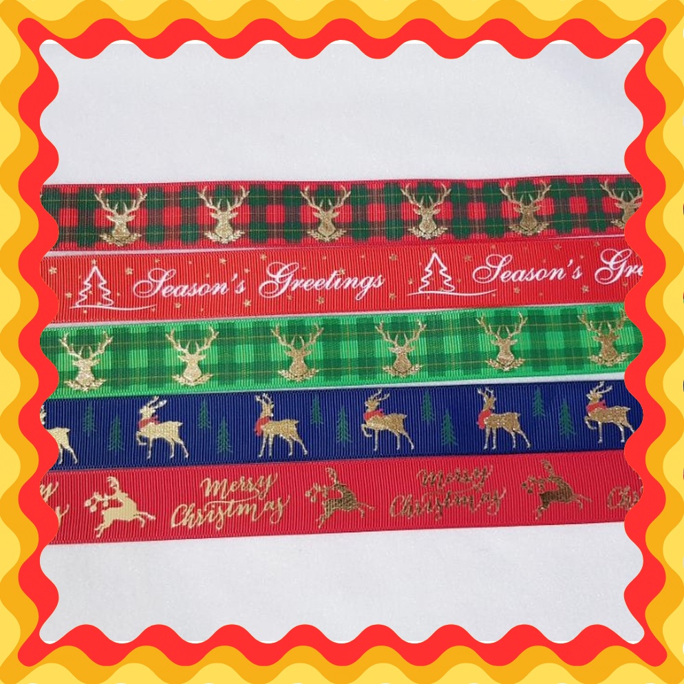 

CASHBACK PITA RIBBON NATAL MERRY CHRISMAS GROSSGRAIN LEBAR 25CM ISI 3 METER