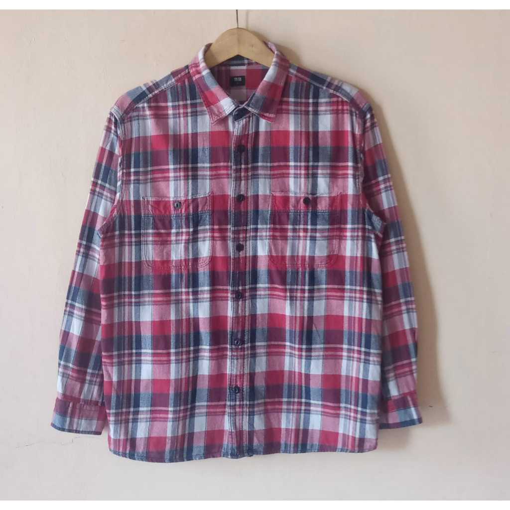 kemeja flanel shirt uniqlo second kemeja uiqlo flanel uniqlo kemeja pria