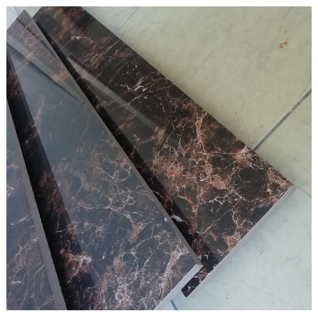 Granit Lantai Lis Plin 15x90 Coklat Tua Corak Glossy List Plint Original Granite Tile