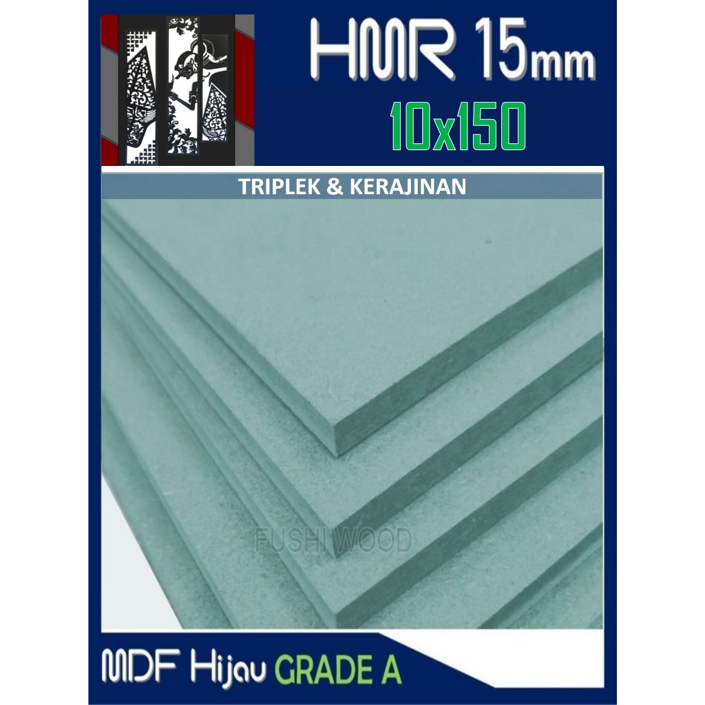 HMR 15mm | MDF HIJAU 15mm 10x150 cm HMR Board 15 mm 10 x 150 | 150x10 | 150 x 10 cm